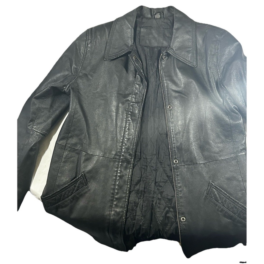 Jaclyn Smith Women's Black Genuine Leather Jacket Small Chico Zip Quilted‎ Lined